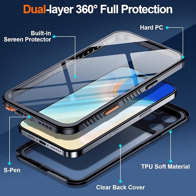 MOZOTER for iPhone 16 Pro Max Case Waterproof,[IPX8 Underwater Case][Full Body Shockproof & Military Dropproof] Clear Sound Quality Built-in Screen Protector for iPhone 16 Pro Max 6.9 inch-Black
