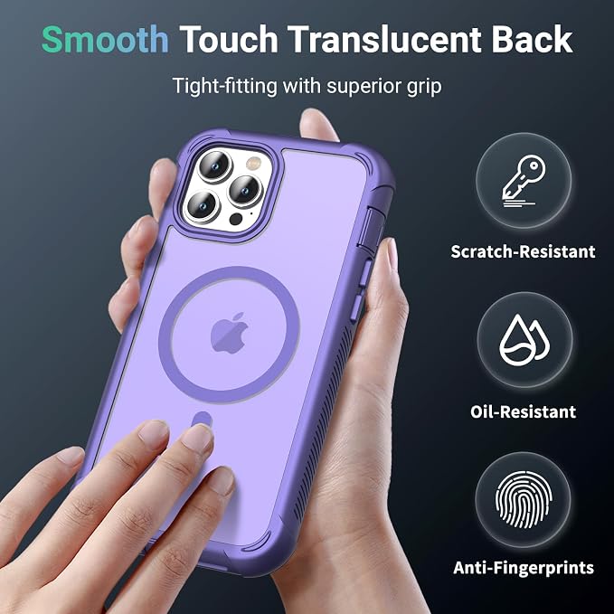 jaroco Magnetic for iPhone 12 Pro Max Case, [Compatible with MagSafe][Military Grade Drop Protection][Heavy Duty Protection][Non-Slip][Shockproof] 2-Layer Durable Bumper Phone Case 6.7''-Dark Purple