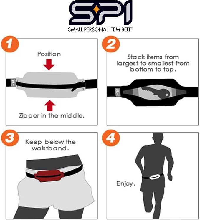SPIbelt Running Belt for Women Men, Phone Holder for Running, Running Fanny Pack, Holder for Phone, Running Waist Pack, Adjustable Waist, [Fits All Phones]. Black with Blue Zipper