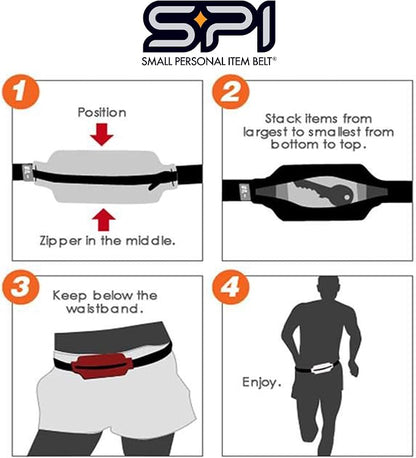 SPIbelt Running Belt for Women Men, Phone Holder for Running, Running Fanny Pack, Holder for Phone, Running Waist Pack, Adjustable Waist, [Fits All Phones]. Black with Blue Zipper