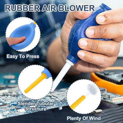 PATIKIL Soft Tip Air Blower Dust Blaster, 3 Pcs Rubber Bulb Air Pump Dust Blower Cleaner Cameras Lens Cleaning Tool with Long Nozzle for Camera Lens Computer Keyboard, Blue/Yellow
