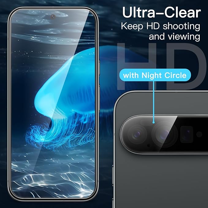 JETech Screen Protector for Google Pixel 10 Pro, 2+2 Pack | with Camera Lens Protector, HD Clear Tempered Glass, Anti-Scratch Protection, Easy Installation Tool