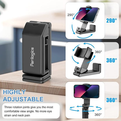 Perilogics Airplane Phone Holder Mount Universal in Flight Hands Free Viewing with Multi-Directional Dual 360 Degree Rotation (Black/Black)