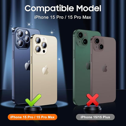 UniqueMe Compatible for 3 Pack iPhone 15 Pro/iPhone 15 Pro Max Camera Lens Protector, [Drop Protection] [Case Friendly] 9H Tempered Glass Camera Cover Screen [2023 New Version]- Gold