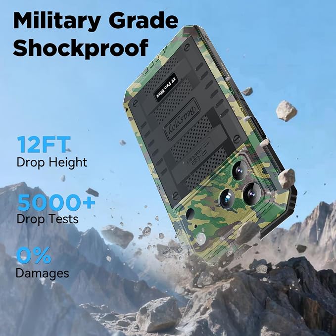 Beasyjoy for iPhone 17 Pro Max Case Waterproof, Heavy Duty Metal Case with Built-in Screen Protector, Full Body Rugged Military Grade Shockproof Dustproof Cover for Construction Outdoor 6.9", Camo