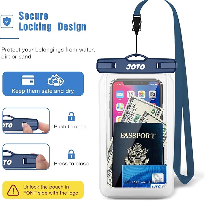 JOTO 2 Pack Floating Waterproof Phone Pouch Up to 7", IPX8 Floatable Underwater Phone Case Cellphone Dry Bag for iPhone 17/Air 16 15 14 13 12 11 Pro Max Xs Max XR X 8 7 Plus SE/Galaxy S24 S23 -Navy