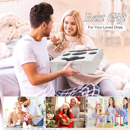 STBoo Couch Cup Holder Pillow Tray - Sofa Drink Cup Holder Cozy Buddy | Bed Caddy Organizer for Remote, Snacks Beverage, Phones, Tablet | Use it on Car, Pack, Beach, RV, Boat, Bedroom (Silvergrey)
