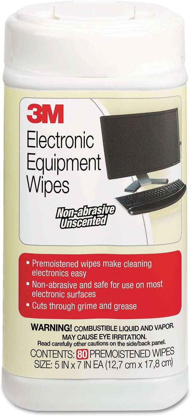 3M Antistatic Wipes, 80-Count Canister, Safe for Use on Most Electronic Devices (CL610)