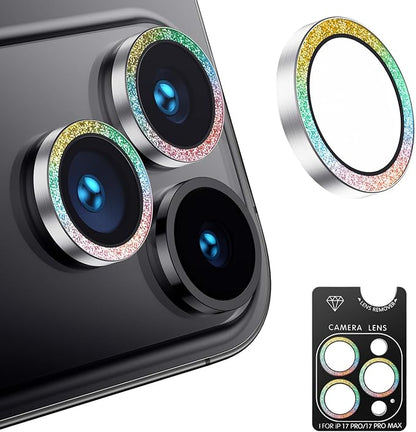 AFARER Camera Lens Protector for iPhone 17Pro/ 17 Promax,Individual Metal 9H Tempered Glass Rear Camera Screen Cover,[Strong Adsorption] [Not Easy to Break][Does not Affect Night Shots],Colorful