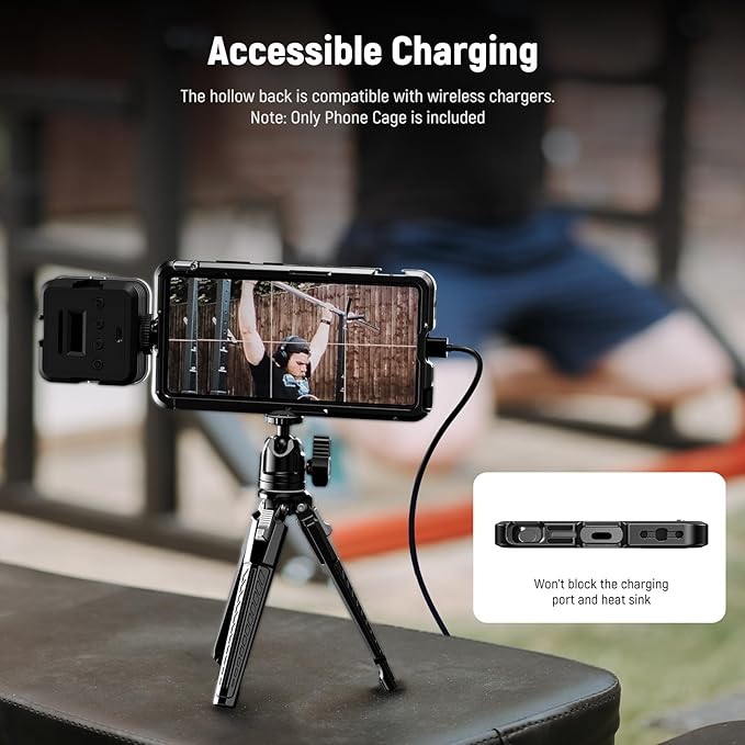 NEEWER S25 Ultra Phone Cage, Mobile Video Rig Phone Stabilizer with 67mm Filter Adapter, 17mm Lens Backplate, T Mount Adapter Compatible with Moment Samsung Galaxy S25 Ultra, 1x Cleaning Cloth, PA082