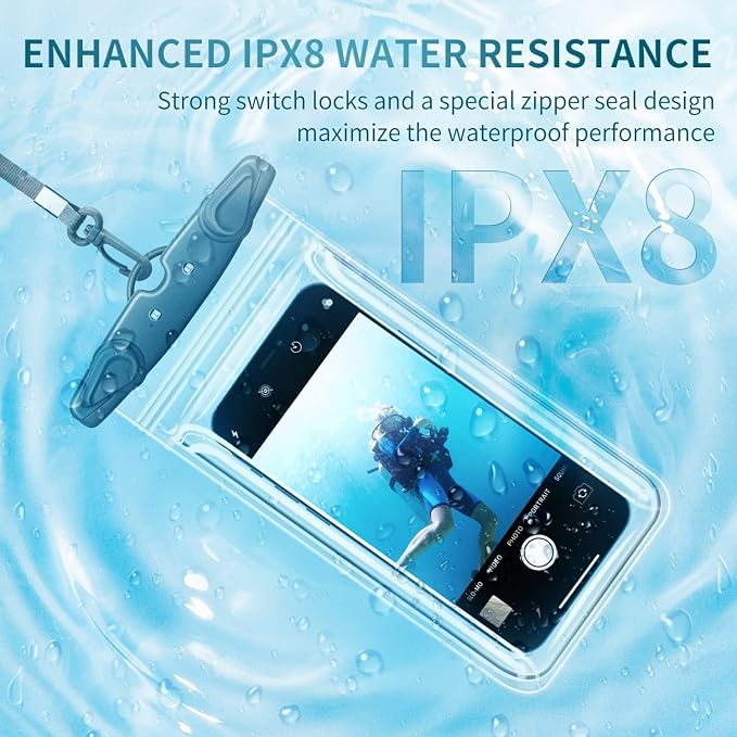 Universal Waterproof Phone Pouch, 4 Pack Waterproof Phone Case Dry Bag with Neck Strap Luminous Ornament for Water Games Cruise Essentials for iPhone 17 16 15 13 Pro Max Plus Galaxy Google up to 7.5"