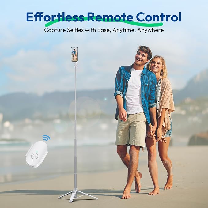 ULANZI TT88 Magnetic Tripod for iPhone 17, 57" Extendable Selfie Stick w Remote, 2-in-1 Phone Clip & Dual Cold Shoe Mounts-Lightweight Phone Tripod Stand for Vlogging, Travel, Video Recording, White