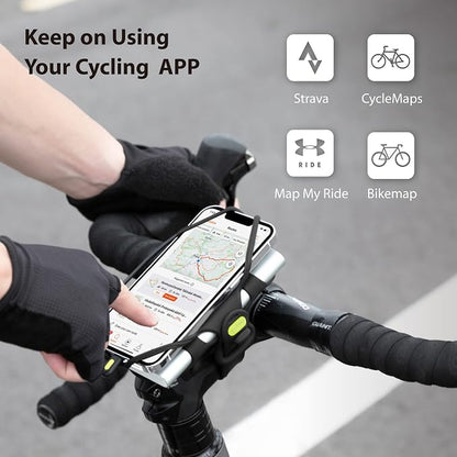 BONE Bike Tie Pro Pack 2, Bike Phone + Charger Mount for Stem, Scratch-Free Silicone & Shock-Absorbing Design, Cycling iPhone + Power Bank Holder Compatible with Most Smartphones (Black)