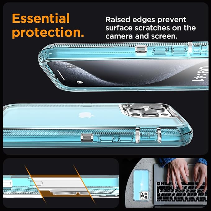AICase for iPhone 15 Pro Max Case Clear 3 in 1 Heavy Duty Drop Protection Full Body Rugged Shockproof/Dust Proof 3-Layer Military Protective Tough Durable Cover for iPhone 15 Pro Max 6.7"_3