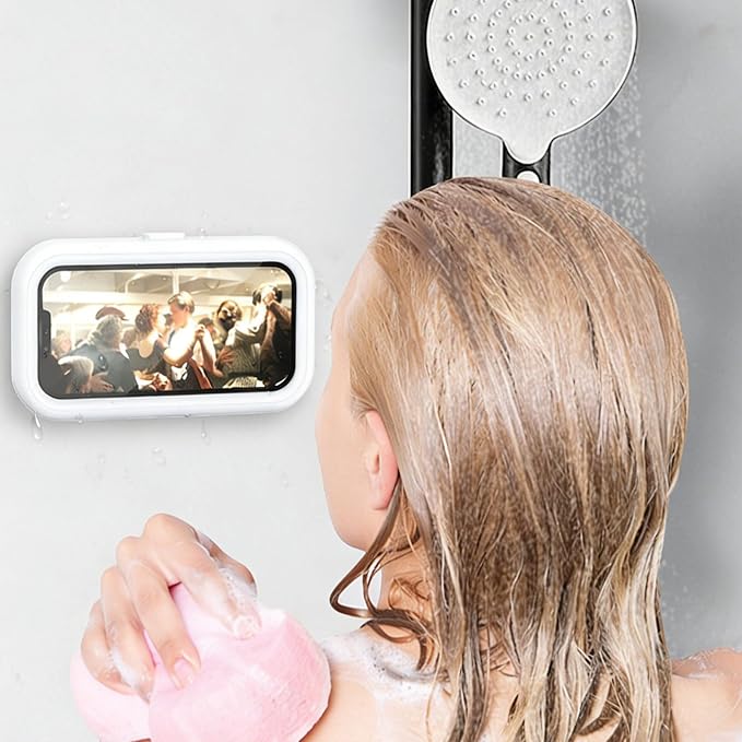 Shower Phone Holder Waterproof, 480° Rotatable Retractable Adjustable Shower Phone Case with Aromatherapy, Anti Fog Touch Screen Wall Phone Mount Stand, Phone Holder for Bathroom,for 4-7" Cellphones