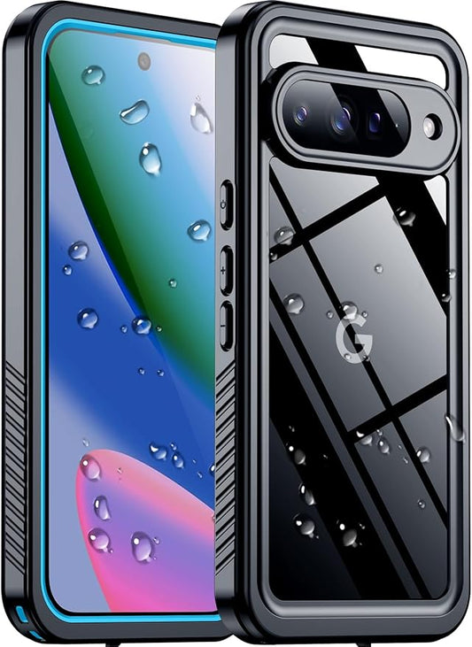 SPIDERCASE for Google Pixel 10 Case Waterproof, [12FT Military-Grade Drop Protection] [IP68 Water Resistance] [Privacy Screen Protector] Full Body Protection Phone Case-Lighe Blue