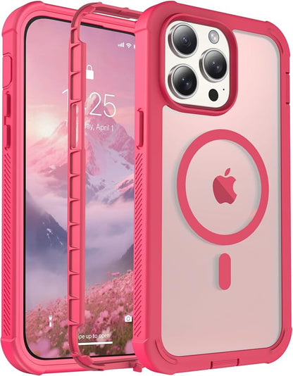 jaroco Magnetic for iPhone 14 Pro Max Case, [Compatible with MagSafe][Military Grade Drop Protection][Heavy Duty Protection][Non-Slip][Shockproof] 2-Layer Durable Bumper Phone Case 6.7''-Rose
