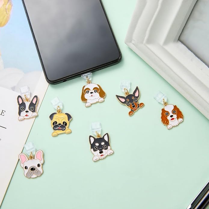 7-10Pcs Dust Plug Charm Type C with Alloy Pendants Cute Cell Phone Charms for Most Type C Phone,Readers Device
