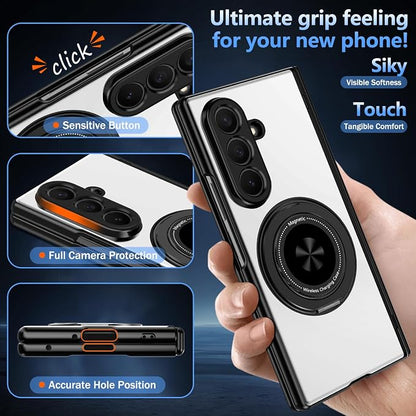 Hekodonk for Galaxy Z Fold 8 Ultra Case with 360 Rotatable Stand,[Compatible with MagSafe][Front Screen Protector],Magnetic Ring Holder with Hinge Protective Case for Samsung Z Fold 8 Ultra,Sliver