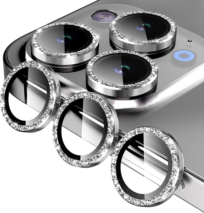 Jeluse Camera Lens Protector for iPhone 17 Pro Max/17 Pro/16 Pro Max/16 Pro/15 Pro Max/15 Pro/14 Pro Max/14 Pro, 9H Tempered Glass Screen Protector Cover Alignment Kit Metal Individual Ring