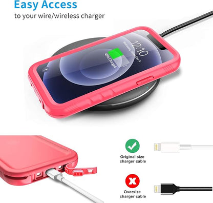 SPORTLINK for iPhone 12 Mini Waterproof Case, Full Body Shockproof Dustproof Phone Screen Protector Rugged Cases for iPhone 12 Mini 5.4 Inches Pink