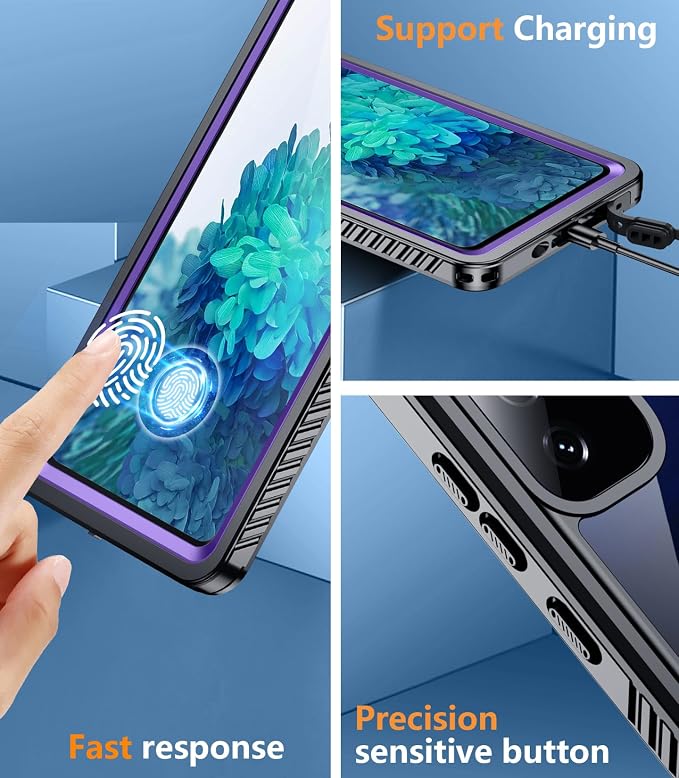 Temdan for Samsung Galaxy S20 FE Case Waterproof, [Military-Grade Drop Protection] [IP68 Underwater] Full Body Heavy Duty Rugged Shock-Proof Case for S20 FE 6.5''-Purple