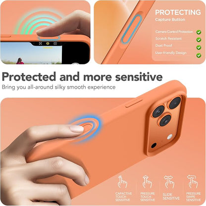 GONEZ Magnetic for iPhone 17 Pro Case, Compatible with MagSafe, [Screen Protector + Camera Lens Protector], Liquid Silicone Anti-Scratch Shockproof Protective Phone Case 6.3 inch, Starry Orange