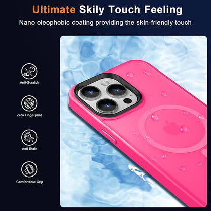 MOCCA Strong Magnetic for iPhone 12 Pro Max Case,[Compatible with Magsafe][Glass Screen Protector+Camera Lens Protector] Slim Thin Shockproof Cover Phone Case for iPhone 12 Pro Max 6.7", Hot Pink