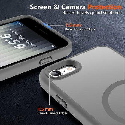 MOCCA Strong Magnetic for iPhone SE Case 2022/iPhone SE 2020 Case/iPhone 7 Case/iPhone 8 Case [Compatible with Magsafe] Slim Thin Translucent Matte Protective Cover Phone Case 4.7'', Titanium Gray