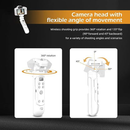 for Canon Tripod Wireless Shooting Grip with Shutter Release - Mini-Tripod with Rechargeable Remote Control for G7 X III/R50/R8/R5/R10/G5 X II/R100/M6 II/M200/M50/R50 V/6D II/SL2, for Vlogging, White