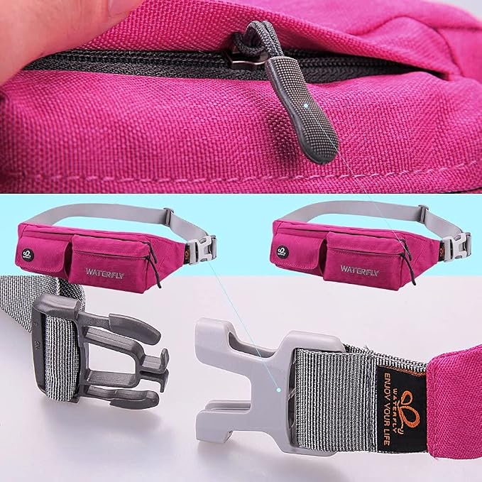 WATERFLY Fanny Pack Slim Soft Polyester Water Resistant Waist Bag Pack for Man Women Carrying iPhone 8 Samsung S6