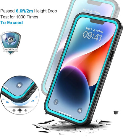 Lanhiem for iPhone 14 Case, IP68 Waterproof Dustproof Shockproof 14 Case with Built-in Screen Protector, Full Body Sealed Protective Front and Back Cover for iPhone 14, 6.1 inch (Blue)