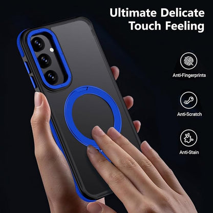 for Samsung Galaxy S24 FE Case, Magnetic Adjustable Ring Stand [Fit for Magsafe], [Military-Grade Shockproof Protection] Phone Case with Kickstand&Ring Holder (Blue)