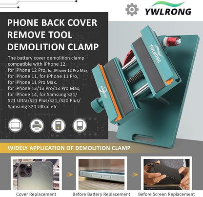 Phone Back Cover Glass Demolition Clamp for iPhone 11 11 Pro 11 Pro Max Back Rear Camera Glass Frame Demolition Clamp for iPhone 12 12 Pro Back Housing Cover Removal Holder Tool for iPhone 13