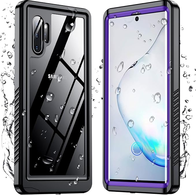 Temdan for Samsung Galaxy Note 10 Plus Case Waterproof, [Military-Grade Drop Protection] [IP68 Underwater] Full Body Heavy Duty Rugged Shock-Proof Case for Note 10 Plus 6.8''-Purple