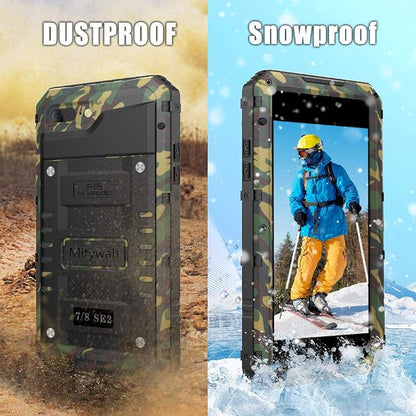 Mitywah Waterproof Case for iPhone SE 2020, Heavy Duty Durable Metal Full Body Protective Case Built-in Screen Protection Waterproof Shockproof Dustproof Rugged Military Grade Defender, Camouflage