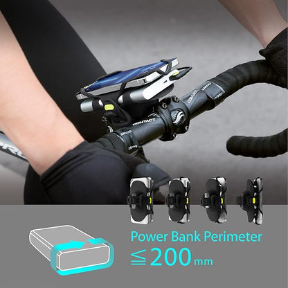 BONE Bike Tie Pro Pack 2, Bike Phone + Charger Mount for Stem, Scratch-Free Silicone & Shock-Absorbing Design, Cycling iPhone + Power Bank Holder Compatible with Most Smartphones (Black)