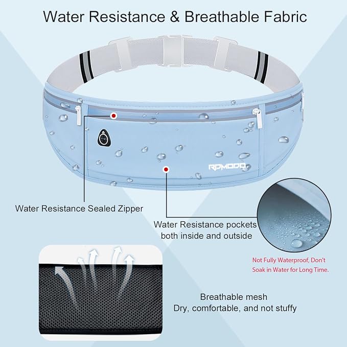 Fanny Pack for Men, Running Belts Waist Pack for Women, Water Resistant Runners Belt Bag, No Bounce Running Waist Belt for iPhone Samsung Card Key, Phone Holder for Running Jogging Workout Blue