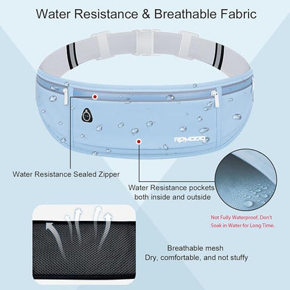 Fanny Pack for Men, Running Belts Waist Pack for Women, Water Resistant Runners Belt Bag, No Bounce Running Waist Belt for iPhone Samsung Card Key, Phone Holder for Running Jogging Workout Blue