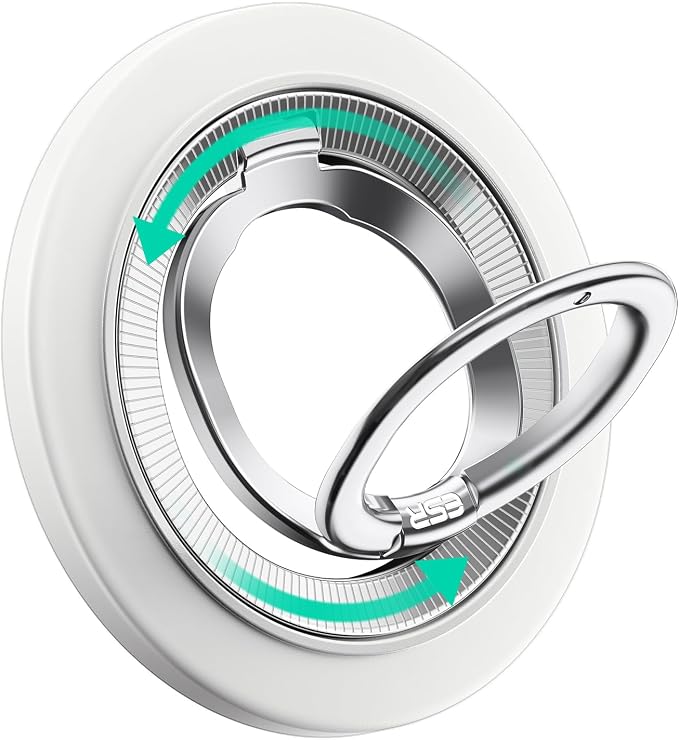 ESR for MagSafe Phone Grip, Dual-Side Magnetic Phone Grip,360° Adjustable Thin Magnetic Ring Holder Stand,for iPhone 17e/17-12, Samsung, All Phones, MagSafe Accessories (2 Metal Rings Included)
