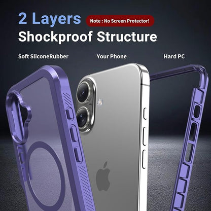 jaroco Magnetic for iPhone 17 Case, [Compatible with MagSafe][Military Grade Drop Protection][Heavy Duty Protection][Non-Slip][Shockproof] 2-Layer Durable Bumper Phone Case 6.3''-Dark Purple