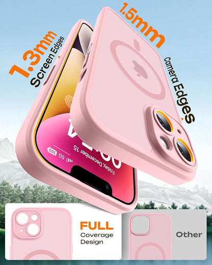 TOCOL for Phone 14 Case, Compatible with Magsafe Charger, Full Camera Protection, Drop Protection, Translucent Matte Phone Case for iPhone 14 6.1 inch (Light Pink)