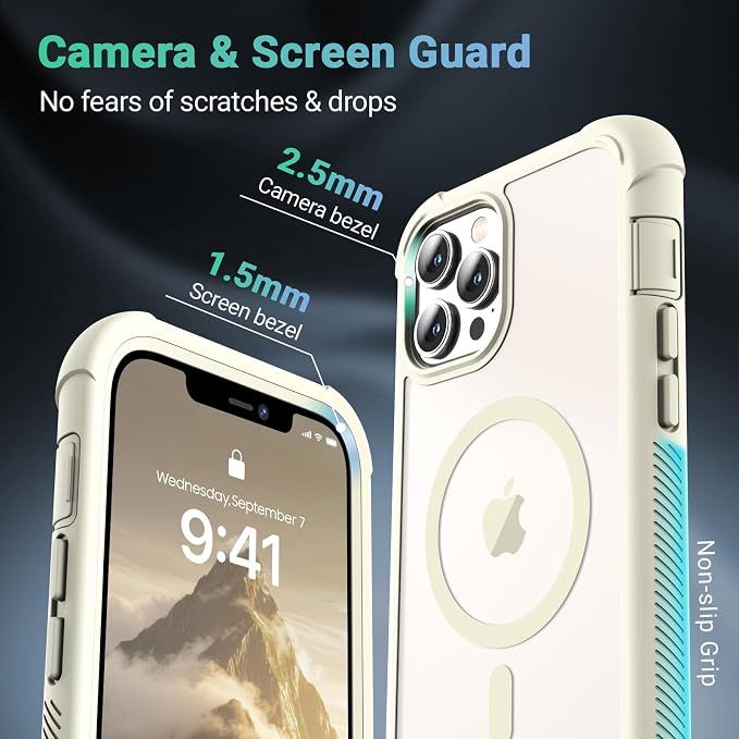 jaroco Magnetic for iPhone 12 Pro Max Case, [Compatible with MagSafe][Military Grade Drop Protection][Heavy Duty Protection][Non-Slip][Shockproof] 2-Layer Durable Bumper Phone Case 6.7''-Antique White