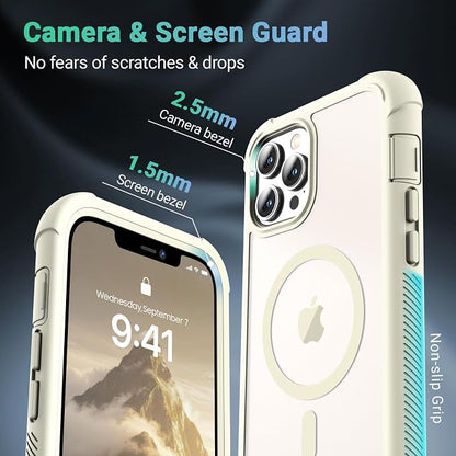 jaroco Magnetic for iPhone 12 Pro Max Case, [Compatible with MagSafe][Military Grade Drop Protection][Heavy Duty Protection][Non-Slip][Shockproof] 2-Layer Durable Bumper Phone Case 6.7''-Antique White