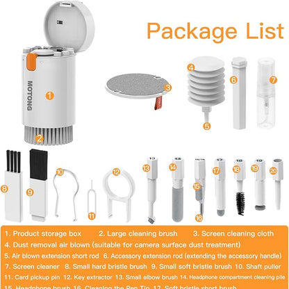 MOTONG Keyboard Screen Brush Cleaning Kit, Mutifunctional Electronic Cleaner Tools Kits for AirPods Laptop Camera Phone PC (White)