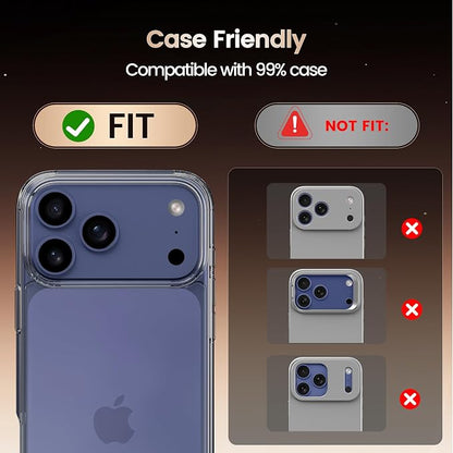 Camera Lens Protector Compatible with iPhone 17 Pro Max- Metal Frame Tempered Glass Cover, [Anti-Scratch] [Drop-Proof][Strong-Adhesion] Rear Camera Screen Cover- Deep Blue