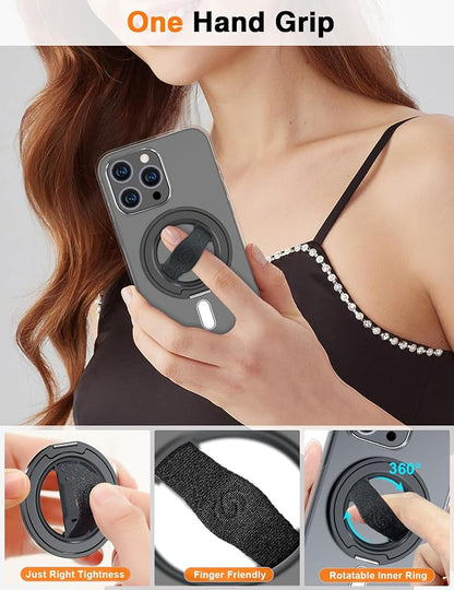 Airloop Pro for MagSafe Phone Grip Stand with Finger Strap - [Upgrade Secure Hinge] 360° Rotation Removable Magnetic Ring Holder Kickstand Loop for iPhone 17, 16, 15, 14, 13, 12 Series