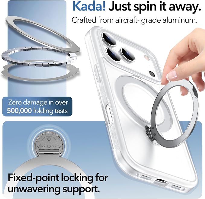 Anqrp 360° All-in-ONE Stand Case for iPhone 17 Pro Case with Rotatable Magnetic Kickstand Ring Holder, Compatible with Mag-Safe, MIL-Grade Shockproof iPhone 17 Pro Phone Case Cover, Mist Matte Clear