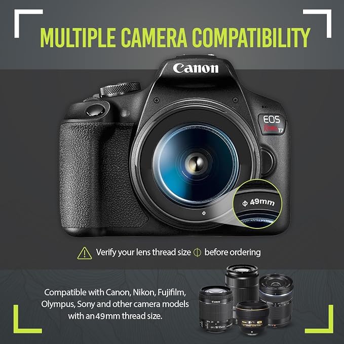 Ultra Deluxe Lens Kit for EOS M6 II, EOS M50 II, EOS M200 with 15-45mm Lens, EOS R10, EOS R50, EOS R100 with 18-45mm, Fuji X100V - Includes: 7pc 49mm Filter Set + 49mm Wide Angle and Telephoto Lens