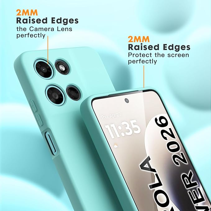 for Motorola Moto G Power (2026) Case, 2 Pack Tempered Glass Screen Protectors, Soft TPU Silicone Shockproof Gel Cover-Ice Blue